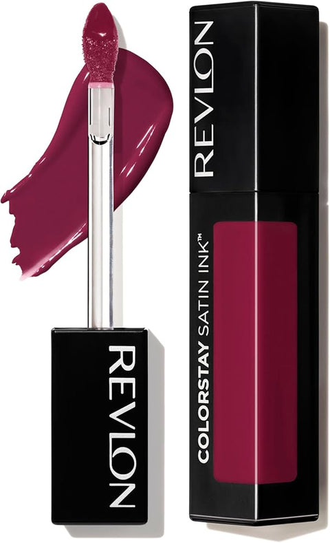 Revlon ColorStay Satin Ink Liquid Lipstick, 034 Regal Ruby, 0.17 fl oz | Long-lasting liquid lipstick. Moisturizing formula with black currant seed oil & vitamin E. Up to 16hr color. - Lip Makeup - Beauty
