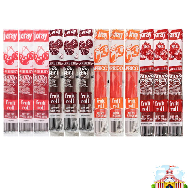 Variety Pack Fruit Roll Joray - 4 Delicious Flavors: Raspberry, Apricot, Strawberry, Cherry - 3 Each, 12 Pack, 75 Oz Fruit Leather - Nutritious & Tasty Snack for Kids & Adults