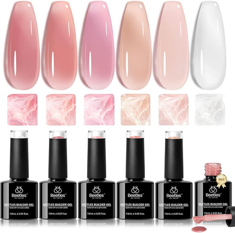 Beetles Gel Nail Polish Builder Nail Gel, 5 in 1 Builder Strengthener Gel Inner Harvest Natural Color Hard Gel Jelly Gel Building Extension Nail Gel Cover Gel Nail Salon DIY Manicure Nail Art Design