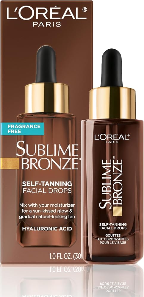 L'Oreal Paris Sublime Bronze Self Tanning Facial Drops with Hyaluronic Acid, Gradual Tan, Fragrance-Free, 1 fl. Oz - Personal Care