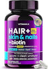 Biotin | Collagen | Keratin Booster with Hyaluronic Acid - Thicker Hair Growth, Healthy Skin & Stronger Nails Supplement – Extra Strength - Multi Vitamin B Complex - Women & Men - Made in USA - 60ct