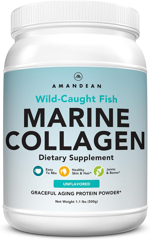 AMANDEAN Marine Collagen Peptides Powder, Wild-Caught Fish Collagen, 500g