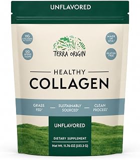 TERRA ORIGIN Healthy Collagen Peptides Powder | Hydrolyzed Collagen Supplement for Women & Men | Grass Fed Bovine Collagen Powder | Type I & III | 30 Servings, Unflavored