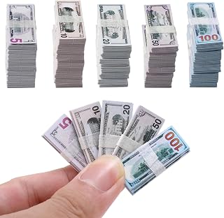1:12 Mini Scene Dollar, 1000Pcs Mixed Denominations Fake Money Bill