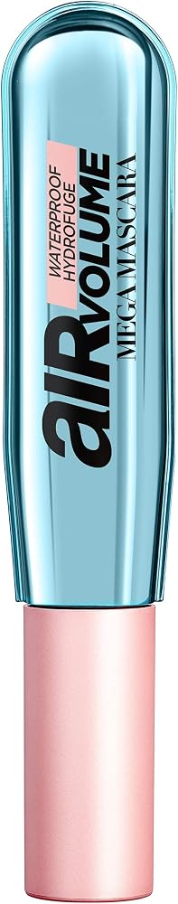 L'Oreal Paris Makeup Air Volume Mega Mascara, Lightweight & Long-lasting Volumizing Mascara for Voluminous Eyelashes, Waterproof Blackest Black, 0.3 Fl Oz
