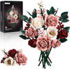 Pink Roses Flower Bouquet Building Set for Adult Gift Idea Home Decor