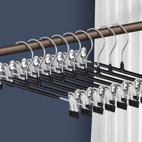 Hangon 14'' Black Plastic Hangers with Adjustable Clips – Durable Skirt and Pants Hanger Set for Versatile Closet Organization 50pk - Personal Care
