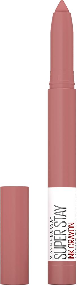 Maybelline Super Stay Ink Crayon Lipstick Makeup, Precision Tip Matte Lip Crayon with Built-in Sharpener, Longwear Up To 8Hrs, On The Grind, Purple Mauve Pink, 1 Count