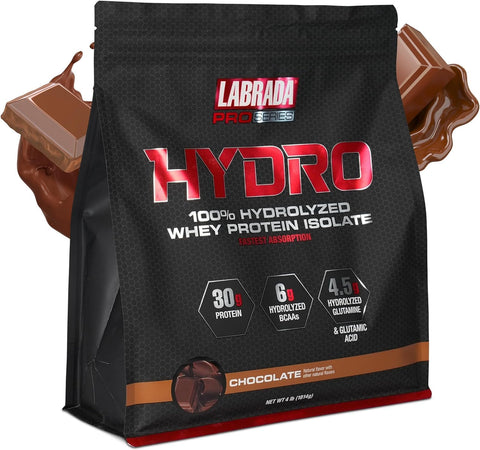 Labrada Hydro 100% Pure Hydrolyzed Whey Protein Isolate Powder, Lactose Free, Glutamine, Fastest Digesting Whey Available, Instant Mixing, Delicious Taste 47 Servings 4lb Chocolate Packaging May Vary