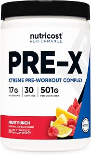 Nutricost Pre-X Xtreme Pre-Workout Complex Powder (Fruit Punch) 30 Servings