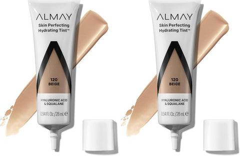 Almay Hydrating Liquid Foundation Tint, Lightweight with Light Coverage, Naturally Dewy Finish, Hypoallergenic, Dermatologist TestedFragrance Free, 120 Beige, 0.94 fl oz. - Face Makeup - Beauty