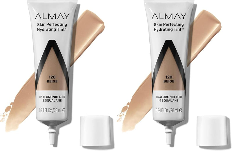 Almay Hydrating Liquid Foundation Tint, Lightweight with Light Coverage, Naturally Dewy Finish, Hypoallergenic, Dermatologist TestedFragrance Free, 120 Beige, 0.94 fl oz. - Face Makeup - Beauty
