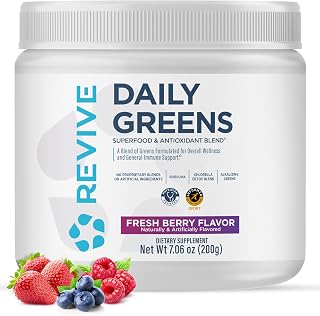 Revive MD Daily Green Powder Superfood (Fresh Berry) - Supergreens Powder to Support Energy Levels - Green Juice that Improves Fiber Intake - Vegetable Supports Digestion and Gut Health (30 Servings)