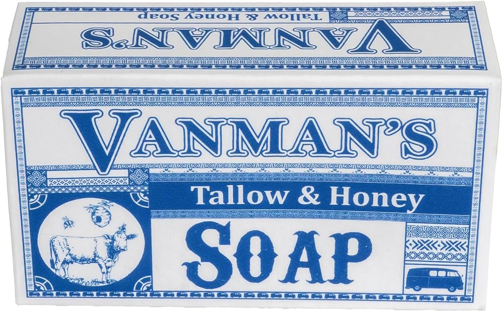 Vanman Beef Tallow and Honey Bar Soap – Pure Grass-Fed Beef Tallow for Skin with Organic Madagascar Vanilla Beans, Raw Honey & Distilled Water, Hydrating & Nourishing, Vanilla Scent, 3.8oz
