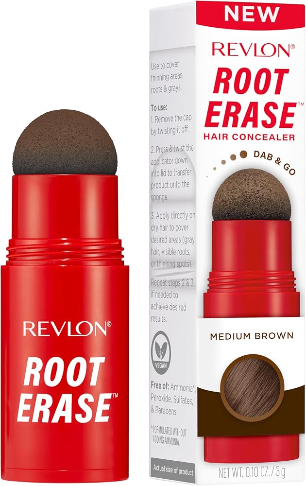 Revlon Root Erase Hair Concealer, Instant Root Touch Up, 03 Medium Brown