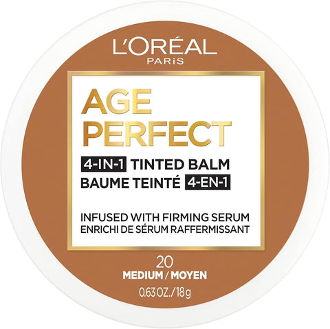 L'Oreal Paris Age Perfect 4-in-1 Tinted Face Balm Foundation with Firming Serum, Medium 20, 0.61 Ounce - Personal Care