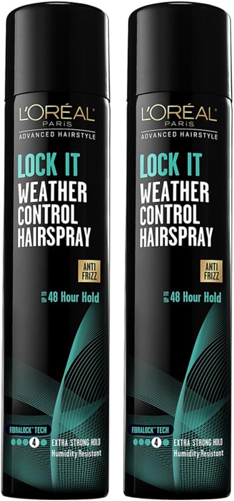 L'Oreal Paris Advanced Hairstyle - Lock It - Weather Control Hairspray - Anti Frizz - Net Wt. 8.25 OZ (234 g) Per Can - Pack of 2 Cans - Personal Care