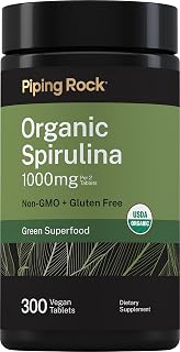 Piping Rock Organic Spirulina | 1000mg | 300 Tablets