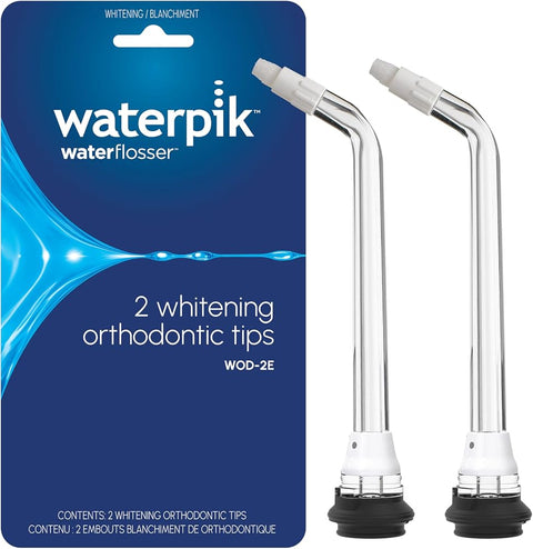 Waterpik Whitening Water Flosser Replacement Tip, Orthodontic, White & Black, 2 Count