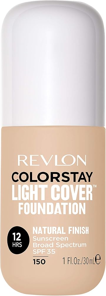Revlon ColorStay Light Cover Liquid Foundation, Hydrating Longwear Weightless Makeup with SPF 35, Light-Medium Coverage for Blemish, Dark Spots & Uneven Skin Texture, 150 Buff, 1 fl. Oz