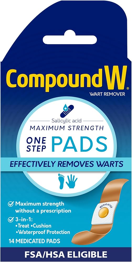 Compound W Maximum Strength Wart Remover One Step Medicated Pads, 14 Ct - Personal Care
