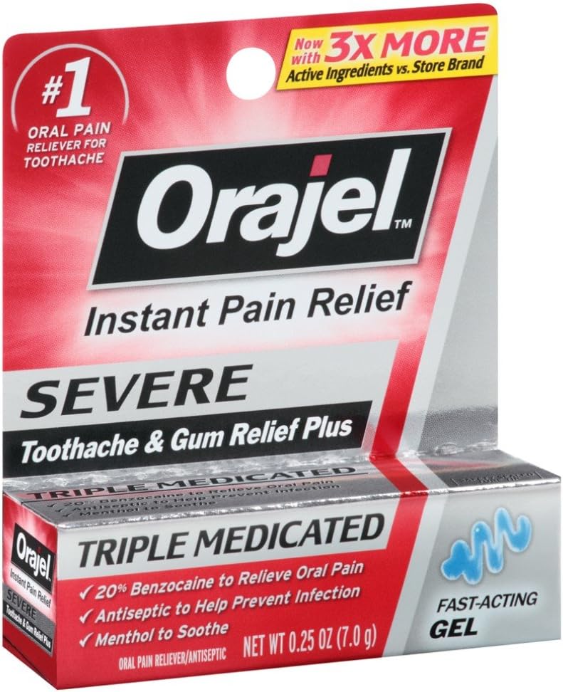 Orajel Severe Instant Pain Relief Gel - 0.25 oz, Pack of 6