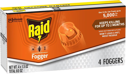 Raid Concentrated Deep Reach Pest Killer & Roach Fogger, 1.5 fl oz, 4 Count