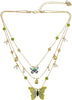 Charming Charlie 2-Layered Gold Necklace with Multicolor Heart-Shaped Four Petal Flower Ch - Image 5