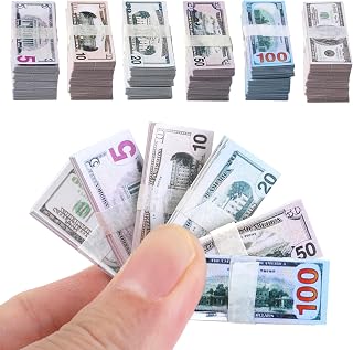 1:12 Miniature Scene Dollars, 600PCS, 5 10 20 50 100 Dollar Bills