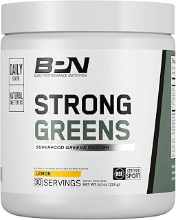BARE PERFORMANCE NUTRITION, BPN Strong Greens Superfood Powder, Lemon, 30 Servings