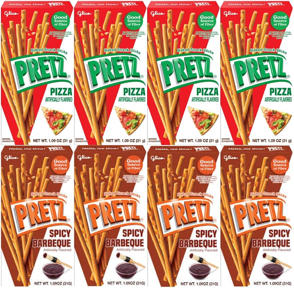 Baked Snack Sticks Variety Pack 1.09 oz Bags, 8 Pack – Pizza & Spicy Barbeque Flavored Crunchy Biscuit Sticks, Pretzel Snacks, Individually Wrapped On-The-Go Treats