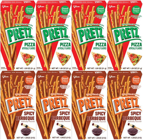 Baked Snack Sticks Variety Pack 1.09 oz Bags, 8 Pack – Pizza & Spicy Barbeque Flavored Crunchy Biscuit Sticks, Pretzel Snacks, Individually Wrapped On-The-Go Treats