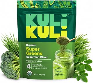 Kuli Kuli Organic Super Greens Powder, Moringa, Wheatgrass & Broccoli, 6oz