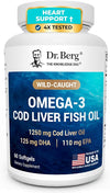 Dr. Berg Omega-3 Cod Liver Fish Oil 60 Softgels – Wild-Caught Icelandic Cod – Omega 3 EPA & DHA – Heart, Brain, Immune & Eye Support* – Lemon Flavor – 4X Lab-Tested – Non-GMO, No Fillers