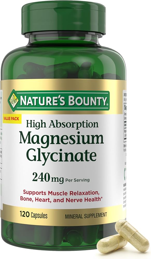 Nature’s Bounty High Absorption Magnesium Glycinate 240 mg Capsules, 120 ct