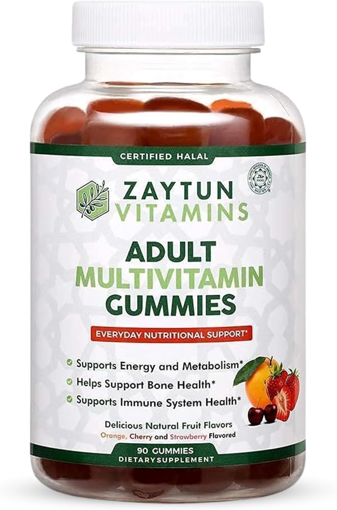 Zaytun Vitamins Halal Adult Multivitamin Gummies for Men, Women, Complete Everyday Nutritional Support with Biotin, Vegan, Natural Fruit Flavors, Non-GMO, Made in USA - Halal Vitamins