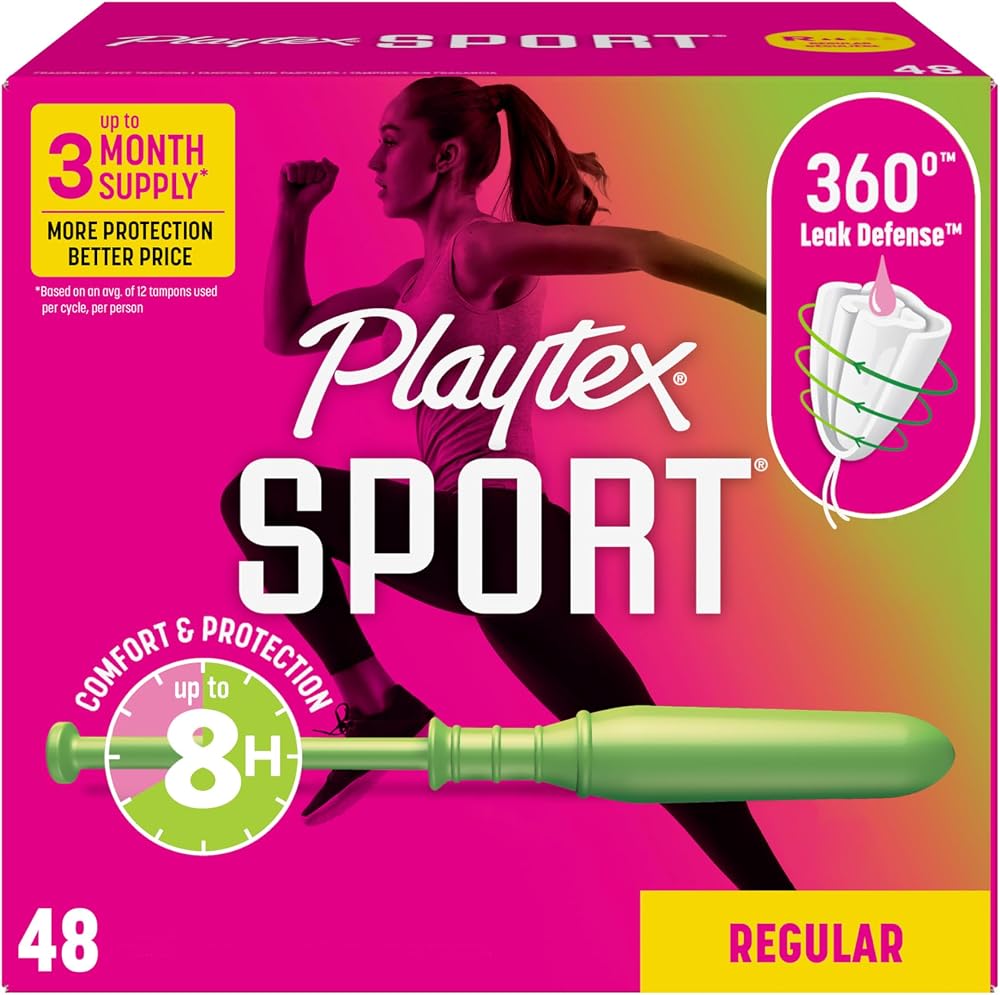 Playtex Sport Tampons Regular, with 360 Leak Defense, Fragrance Free, 48 ct - Personal Care