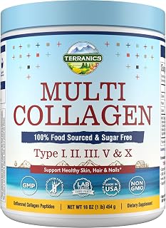 Terranics Multi Collagen Peptides, Type I II III V X Hydrolyzed Collagen