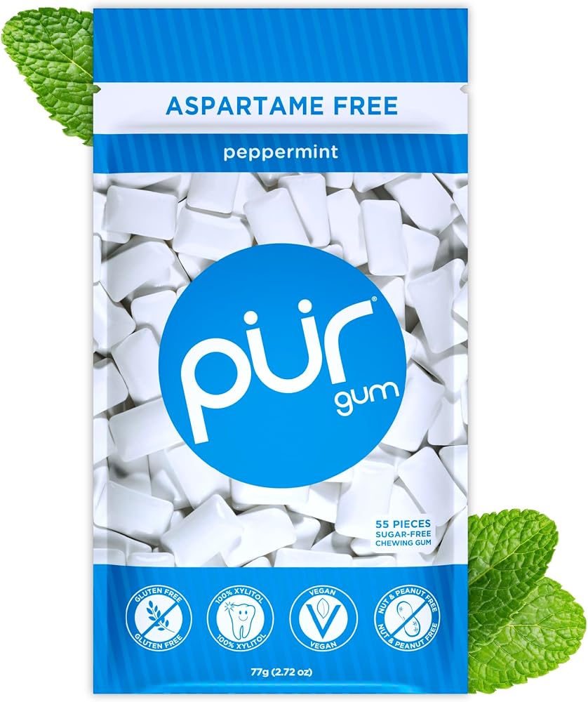 Pur Gum, Peppermint, Xylitol Gum, No Artificial Flavor, 55 Count - Personal Care