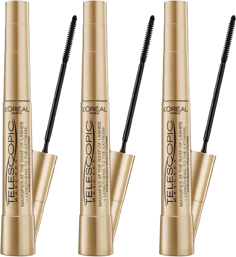 L'Oreal Paris Telescopic Mascara, Black [905] 0.27 oz (Pack of 3) - Personal Care