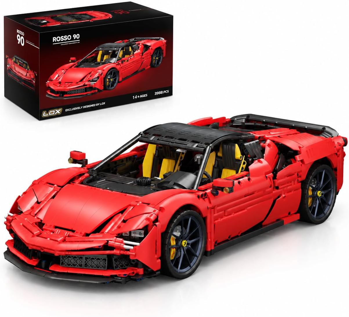 1:8 Scale Supercar Building Set for Adults, Designed by LOX, ROSSO 90