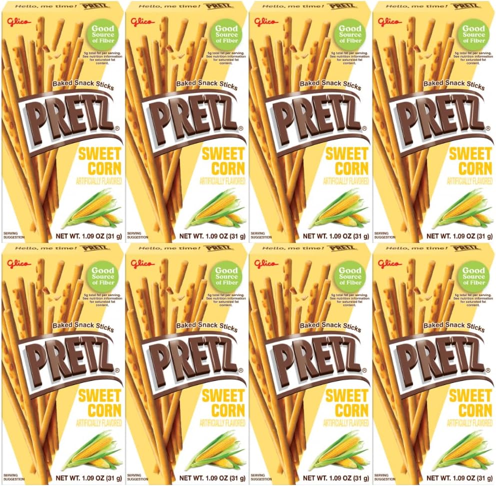 Baked Snack Sticks Sweet Corn Flavor, Crunchy & Savory Treats for Kids & Adults, Convenient 1.09 oz Individual Packs, 8-Pack, Perfect On-the-Go Snack