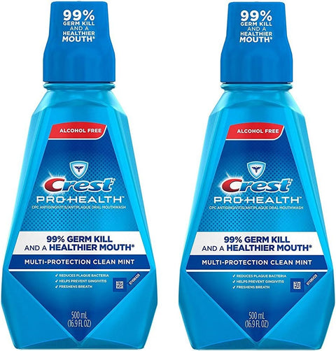 Crest Pro Health Multi Protection Clean Mint Mouthwash, 16.9 Ounces (Pack of 2)