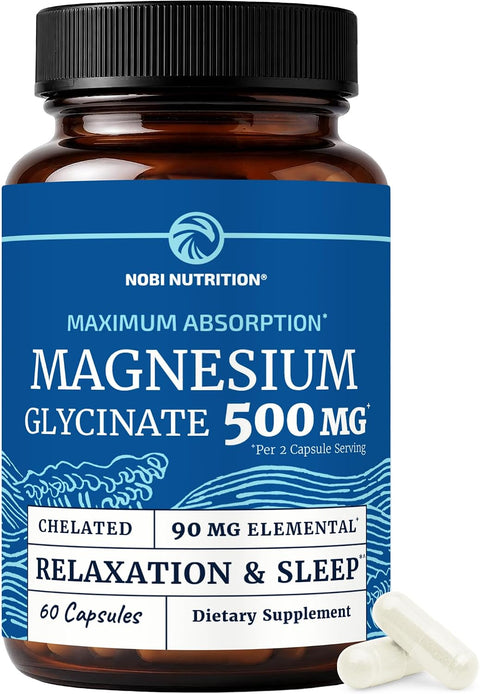 Magnesium Glycinate 500mg, High Absorption, Sleep & Relaxation Support