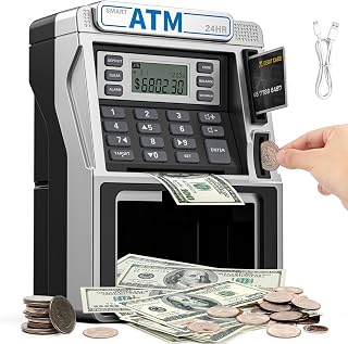 ATM Piggy Bank for Kids Rechargeable, Power-Off Memory
