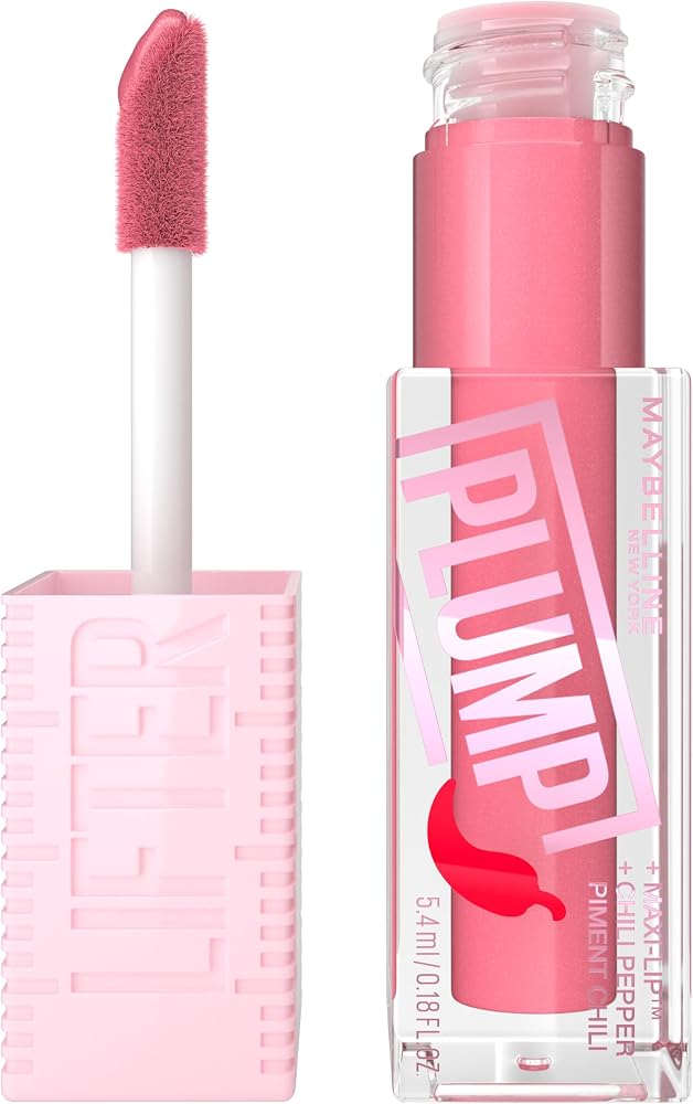 MAYBELLINE Lifter Gloss Lifter Plump, Plumping Lip Gloss with Chili Pepper and 5% Maxi-Lip, Blush Blaze, Sheer Pale Pink, 1 Count
