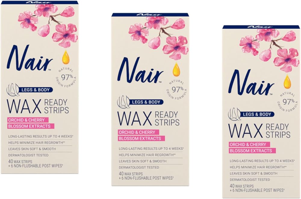 Nair Hair Remover Wax Ready-Strips 40 Count Legs/Body (3 Pack)