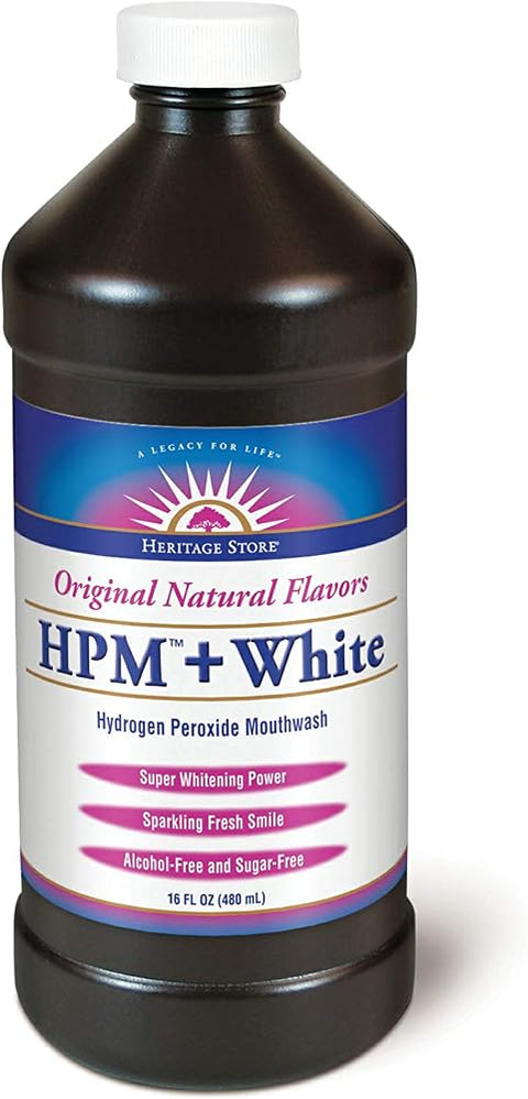 Heritage Store HPM + White Hydrogen Peroxide Mouthwash, 16 fl oz