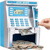 BAODLON Blue Piggy Bank for Kids, ATM Machine Bank for Real Money with Debit Card, Bill Feeder, Coin Recognition, Balance Calculator, Electronic Savings Safe Box, Cool Stuff Toys Gifts for Teen Girl
