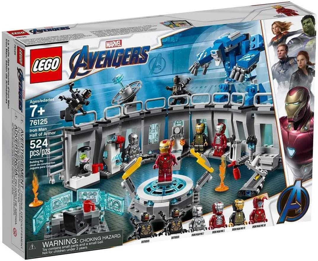 LEGO Marvel Avengers Iron Man Hall of Armor 76125 Building Kit - Marvel Tony Stark Iron Man Suit Action Figures (524 Pieces)